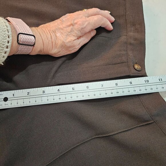 Anne Klein New York Wool Lined Pants 10P Brown Zip Front Professional - Picture 9 of 10